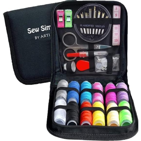 59-Piece Sewing Kit - Portable, Includes Scissors, Thread, Tape Measure - Picture 3 of 7